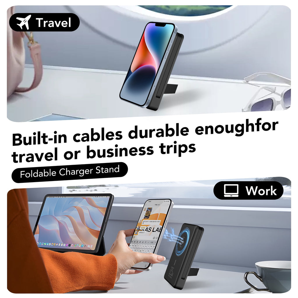 Power bank with foldable stand